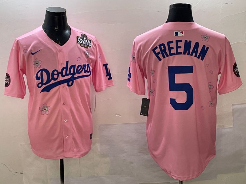 Men Los Angeles Dodgers #5 Freeman Pink Sakura Edition 2025 Nike MLB Jersey style 3->los angeles dodgers->MLB Jersey